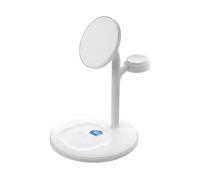 Greencell MagScape - Supporto di ricarica induttivo 3 in 1 MagSafe per iPhone, Apple Watch, AirPods e altre cuffie wireless (bianco)