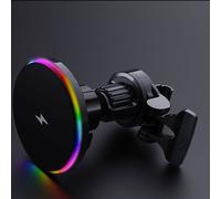 Caricabatteria wireless magnetico salvaspazio per auto con luce RGB per smartpho