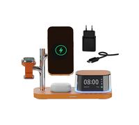 CARICABATTERIA WIRELESS MMOBIEL 5-in-1 con altoparlante e orologio, Apple Telefono iPhone da 25W, Arancione