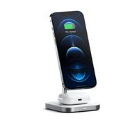 SATECHI Caricatore Wireless 2 in 1 Stazione di Ricarica Magnetica Pieghevole e Compatta per Serie iPhone 17 16 15 a 12 e AirPods con Custodia di Ricarica Wireless