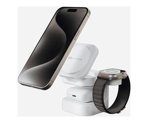 CARICABATTERIA WIRELESS TARGUS HyperJuice HJ3320WHGL Qi2 3-in-1 da 15 W, Bianco