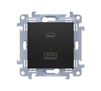 CARICABATTERIE 10 MODULI NERO OPACO 2X USB TIPO CEC2CAQ.01/49