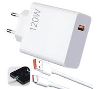 Caricabatterie 120W per Xiaomi Ricarica Rapida con Cavo USB C 1m Blocco Bianco per Xiaomi 14T Pro/14 Ultra/13T Pro/12T/13 Pro/13 Lite/13/12/Redmi Note 12 Pro/Poco X6 Pro X6 X4