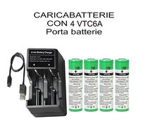 CARICABATTERIE 2 SLOT + 4 BATTERIE VTC6A 3000 mah murata 2024