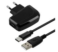 Caricabatterie 2A Smartphone e Cavo USB Type C Flessibile 1m Bluestar Nero