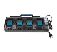 Caricabatterie 4 porte Compatibile con Makita, 2 porte USB, ricarica rapida batterie litio 14,4V-18V, indicatore LED, montabile a parete con copertura antipolvere