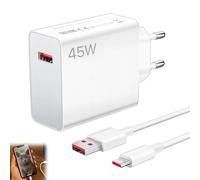 Caricabatterie 45W per Xiaomi, caricabatterie rapido Redmi Note 14 13 12, con 6A USB C cavo 1M, adattatore 45W per Xiaomi 14 13 12 11 10 Poco F7 Ultra Redmi Turbo 4 Pro,Disponibile per altre marche