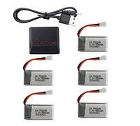 Caricabatterie 5 in 1 con 5 batterie Li-Po ai polimeri di litio da 3,7 V 550 mAh e cavo di ricarica USB per SYMA Q11 H99W Quadcopter Parts Aircraft Model Drone Li-Po batteria 3.7V con cavo di ricarica