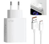 Caricabatterie 67W per Xiaomi, 67W Caricatore Rapido per Xiaomi con Cavo Ricarica Rapida USB C 6A 1.5M, Caricabatterie USB Veloce Compatibile con Xiaomi 13 Lite Mi 11i, Redmi Note 13 12 Pro