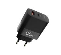 Caricabatterie a 2 porte USB + USB-C 65W Compact LinQ nero - Nouvo