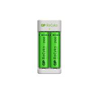Caricabatterie a 2 Slot per Pile Ricaricabili AA e AAA NiMH | GP RECYKO | Include 2 Batterie Ricaricabili AA - Caricatore USB