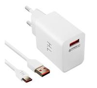 Caricabatterie a Muro USB 3A Qualcomm Quick Charge 3.0 Cavo USB Tipo C 1m Bianco