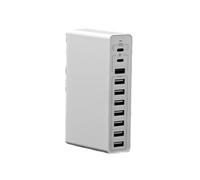 Caricabatterie a ricarica rapida USB 65W 10 tipo C Pd 20w Max 60W Stazione hub for telefoni cellulari con porte multiple(65W 10 Port White)