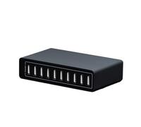 Caricabatterie a ricarica rapida USB 65W 10 tipo C Pd 20w Max 60W Stazione hub for telefoni cellulari con porte multiple(60W 10 Port Black)