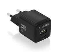 AISENS ASCH-25W2P015-BK Caricabatterie per dispositivi mobili Universale Nero AC Ricarica rapida Interno