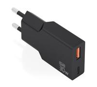 Caricabatterie AISENS ULTRA SLIM GaN 30W 1xUSB-C PD3.0 QC4.0 1xUSB-A QC3.0 NERO
