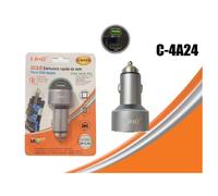 CARICABATTERIE ALIMENTATORE CARICATORE DA AUTO 2 USB 2A+2.4A CON LUCE BLU C-4A24