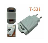 CARICABATTERIE ALIMENTATORE DOPPIA USB 1A + 2.1A 5V 15W SMARTPHONE TABLET T-S31