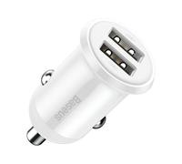 Caricabatterie Auto Baseus Grain Pro 2x USB 4,8A Bianco