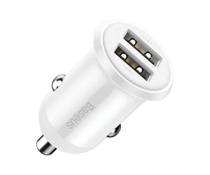 Caricabatterie Auto Baseus Grain Pro 2x USB 4,8A Bianco