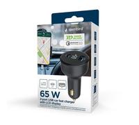Caricabatterie Auto Gembird TA-UC-AC2PD65LCD-CAR-01 30W USB-C PD 65W + USB-A QC 3.0 Nero