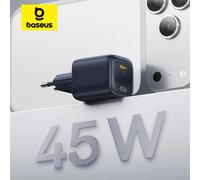 Caricabatterie Baseus 45W GaN per iPhone 17 16 15 Pro Max Samsung Galaxy, Caricatore Rapido USB C Portatile PD
