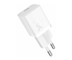 CARICABATTERIE BASEUS Cargador Baseus GaN5 Fast Charger (Mini) USB-C 30W Blanco da USB-C: fino a 30W PD / QC 3.0 / PPS, White
