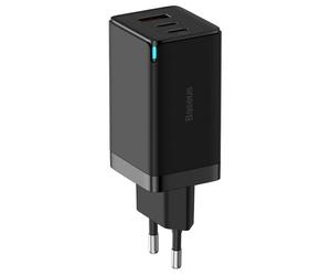Caricabatterie BASEUS con cavo GAN5 PRO Ricarica rapida 2C+U 65W EU Nero Include cavo, compatibile con laptop e telefoni cellulari/IOS/Android/Iphone/Samsung/HP/Lenovo/Dell