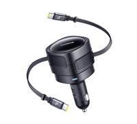 Baseus 90W Caricabatteria per auto Type-C iP Doppio cavo retrattile Caricatore per telefono PD QC SCP AFC PPS Ricarica rapida per iPhone Samsung Xiaomi
