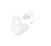 Belkin BoostCharge Caricabatteria magnetico pieghevole 2 in 1 con Qi2 15W, Caricatore wireless compatibile con MagSafe, ricarica rapida per Apple iPhone 17, Air, Pixelsnap, alimentatore - Bianco