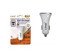CARICABATTERIE CARICATORE DA AUTO ADATTATORE ULTRA RAPIDO PD + QC 3.0 36W C-4A36