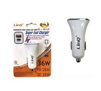 CARICABATTERIE CARICATORE DA AUTO ADATTATORE ULTRA RAPIDO PD + QC 3.0 36W C-4A36
