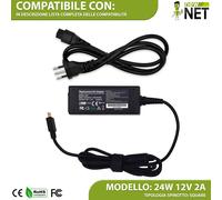 Caricabatterie compatibile con Asus Chromebook C201PA-FD0005 12V 2A 24W