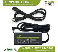 Caricabatterie compatibile con Asus Eee Slate EP121-1A005M 19,5V 3,08A 60W