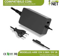 Caricabatterie compatibile con Microsoft Surface Pro 4 go 3 44W 15V 2,58A