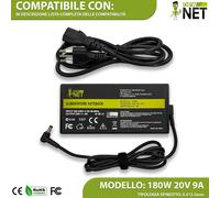 Caricabatterie compatibile con MSI GF75 Thin 10SCXR 10SCXR MS-17F6 180W 20V 9A