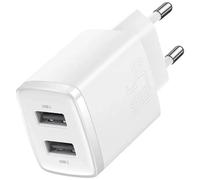 Baseus, Caricabatterie di rete compatto con doppia uscita USB-A 10,5W, Bianco