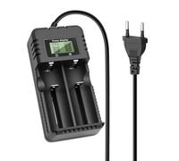 Caricabatterie con display LCD, batteria agli ioni di litio, ricarica | Compatibile con una varietà di batterie agli ioni di litio da 3,7 V 26650/18650/14500/16340 (testa a 2 slot)
