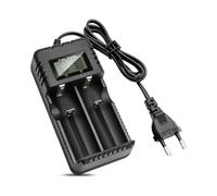 Caricabatterie con Display LCD, Caricabatterie per Batterie Li-Ion A 2 Slot, per Batterie Li-Ion 3.7V 26650/18650/14500/16340 Spina Eu