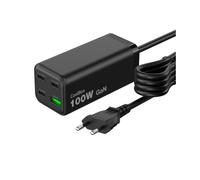 Caricabatterie CoolBox GAN 100W Chargemaster 4 PRO - 3xUSB-C - 1xUSB-A - Ricarica rapida 3.0 - Power Delivery - Cavo da 15 metri - Nero