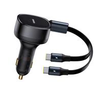 Caricabatterie da auto 2 in 1 con due cavi USB-C da 33 W - Nero
