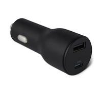 Caricabatterie da auto a ricarica rapida Amazon Basics, doppia porta, 1 USB-C+1 USB-A, 48 W, nero