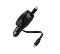 CARICABATTERIE DA AUTO ACCEZZ Con cavi Lightning e USB-C integrati da 57 W, Nero