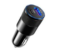 caricabatterie da auto, Adattatore di alimentazione for telefono Mini USB tipo C a 2 porte adatto for Xiaomi for Samsung for la ricarica 1 presa accendisigari(Black)
