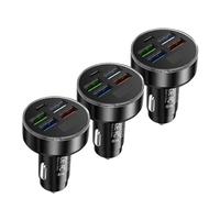 caricabatterie da auto, Adattatore for telefono di tipo C con ricarica USB da 3,1 A, adatto for Xiaomi, Huawei, Samsung e accendino(3PCS Black)
