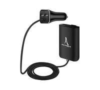 Akashi Caricabatterie per auto ALTCARCH4USB – 4 porte USB, ricarica rapida 7,3A – Nero