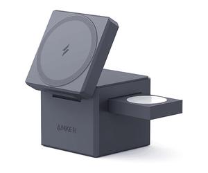 CARICABATTERIE DA AUTO ANKER 3-in-1 Cube con MagSafe, Apple iPhone 15/14/13/12, Apple Watch, AirPods Pro/3/2 da 30W, Nero