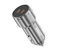 Inkax Caricatore Accendisigari 60W 2x USB-C Ricarica Veloce Design Metallico, Argento