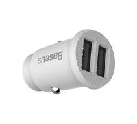 CARICABATTERIE DA AUTO BASEUS Cargador Para Coche Baseus Grain 2x USB 5V 3.1A Blanco da 15 W, Bianco
