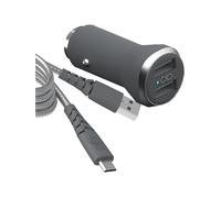 CARICABATTERIE DA AUTO BIGBEN CONNECTED FPCAC2PAMIC1M2G (con cavo USB-A/Micro-USB 1,2 m) da 24 W, Grigio
